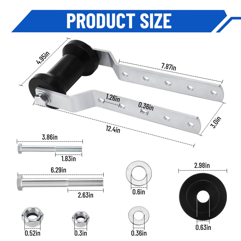 5" Adjustable Rubber Keel Roller with Panel Bracket Assembly for 3" Wide Tongue