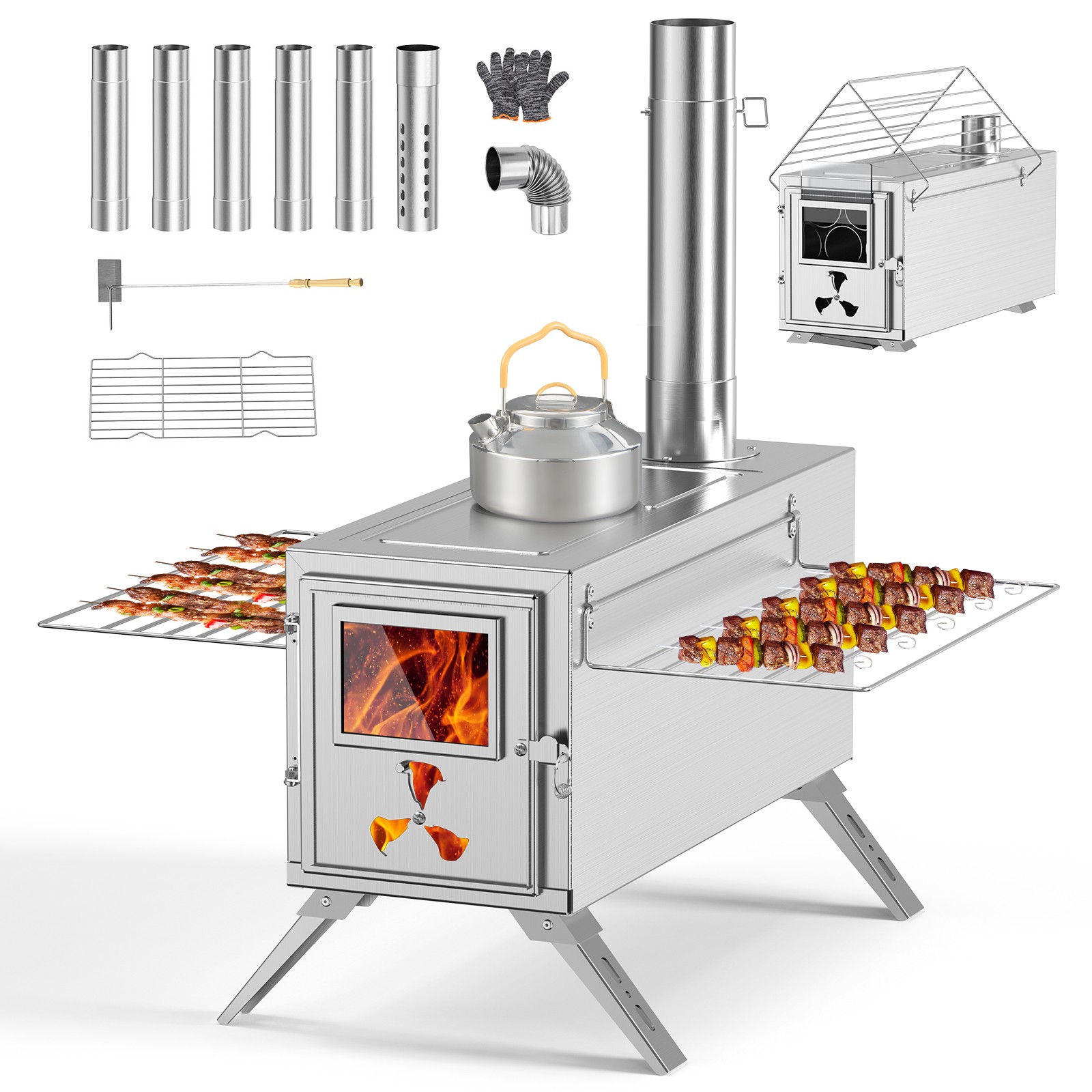 H&ZT Tent Stove, Portable Wood Burning Stove for Tent Cooking & Winter Heating