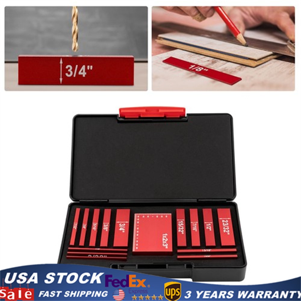 Setup Blocks Woodworking Tools - 15-Piece Gauge Block Set with Precise