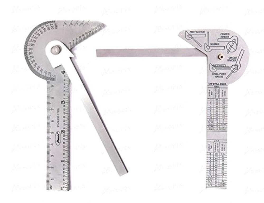 Multi Purpose Protractor Square Rule Centre Finder Divider Drill Point Gauge