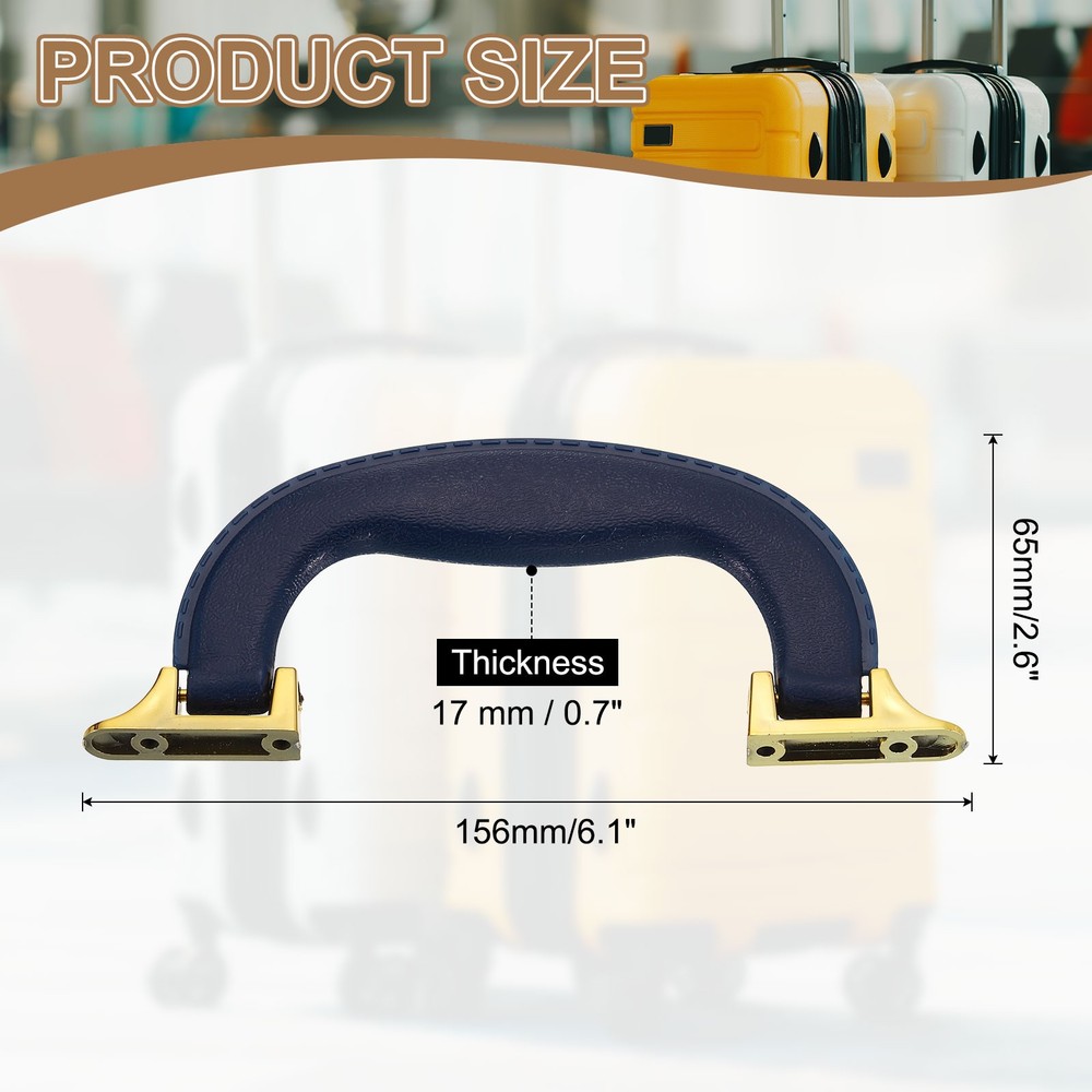 2Pcs Luggage Handle Plastic Pull Handle Grip Replacement with Screws Blue