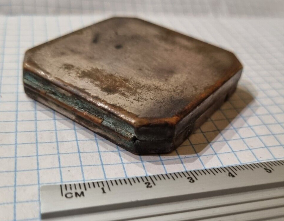 vintage powder box, silver plated