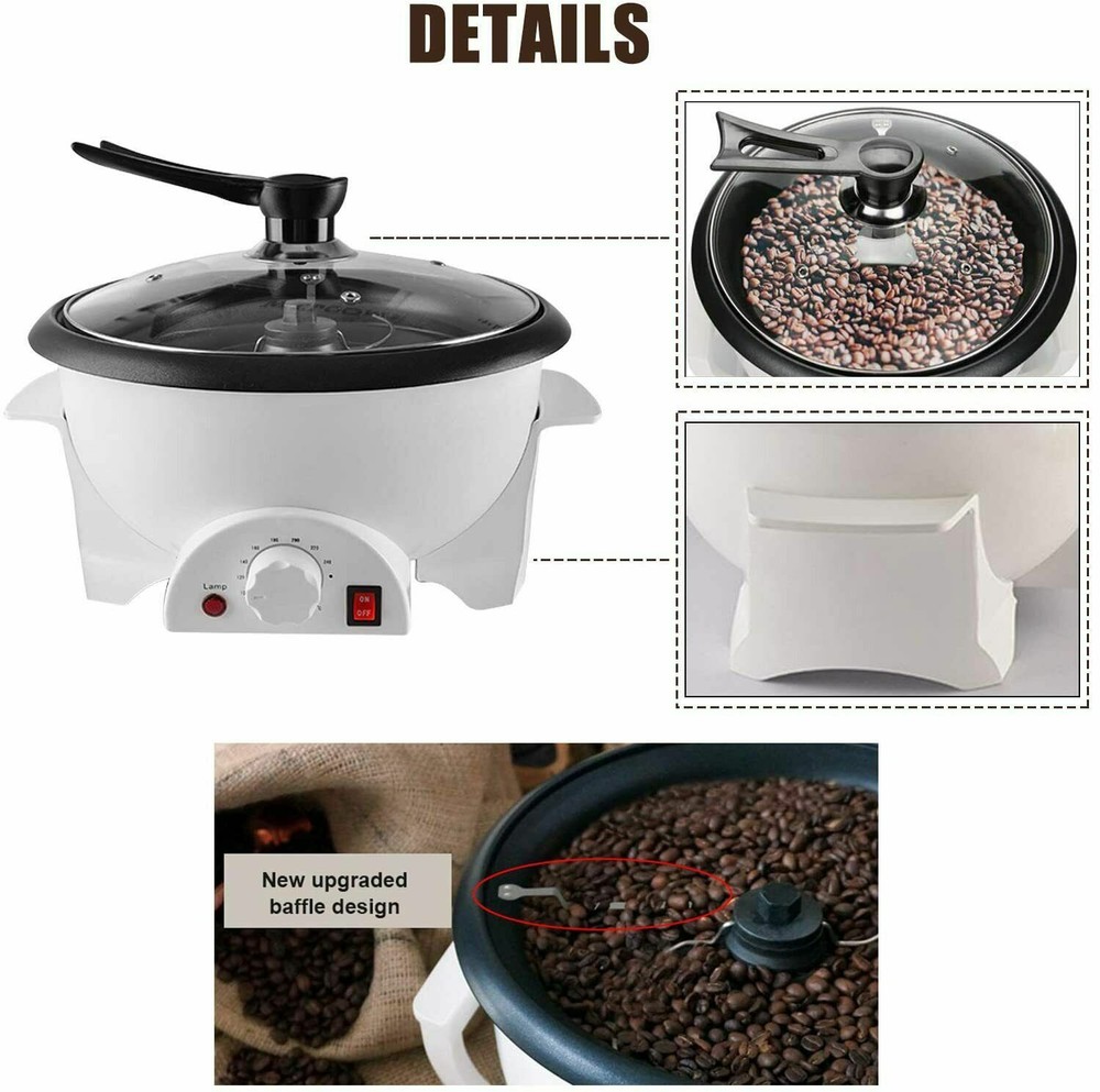110V Home Coffee Bean Roasting Roller Machine 750g Automatic Electric Baker US
