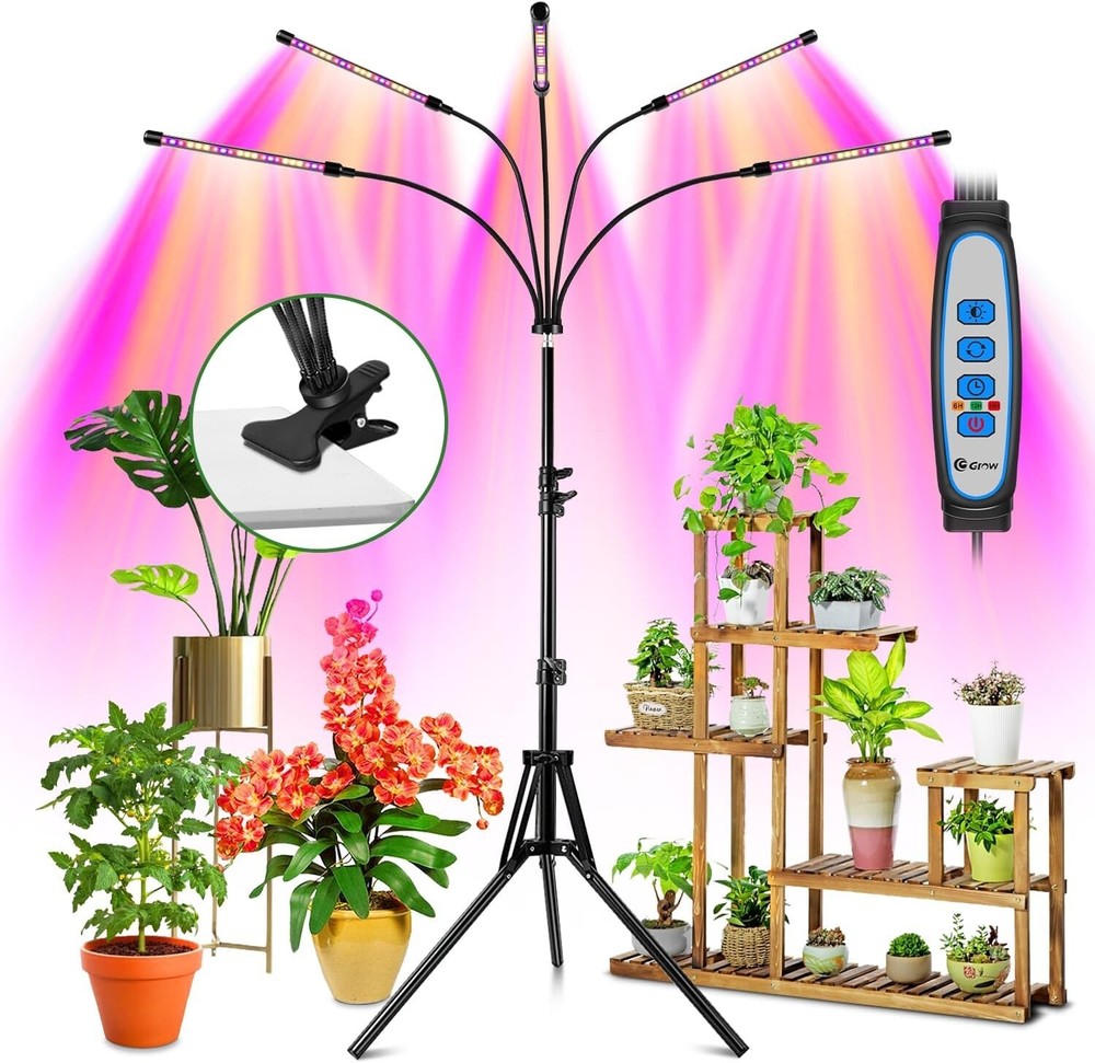 Multi-Function Full Spectrum Grow Light with Remote & Adjustable Clip Stand