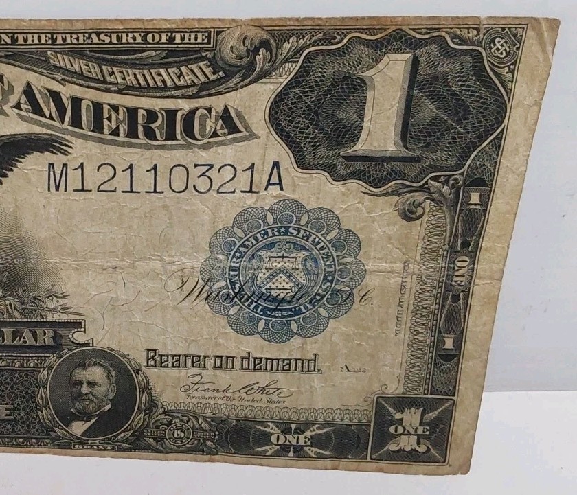 1899 1$ Black Eagle Silver Certificate - Serial# M12110321A (CIRCULATED)