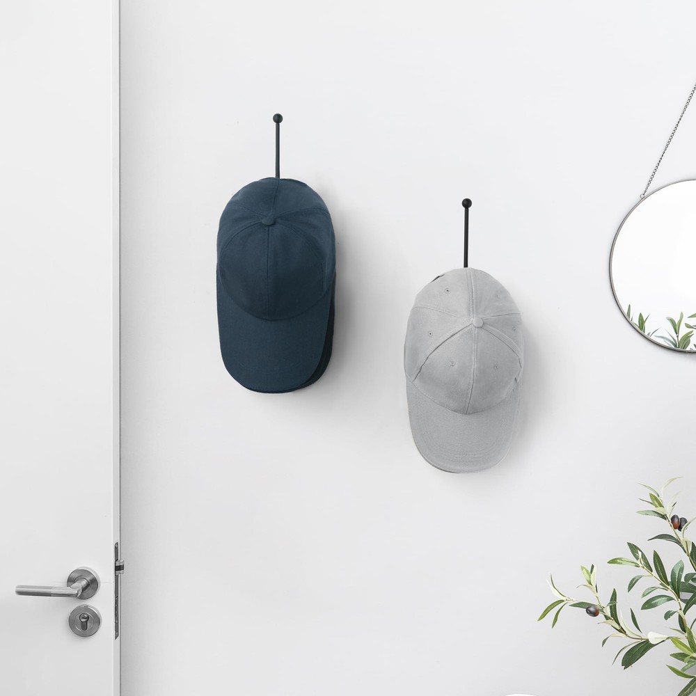 Dahey Hat Organizer for Baseball Caps, 2 Pcs Rack Wall Mount Small, Black