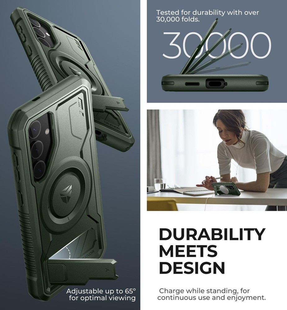 Dexnor Magnetic Case for Samsung Galaxy S24 Case with Kickstand & 2 Front Frames