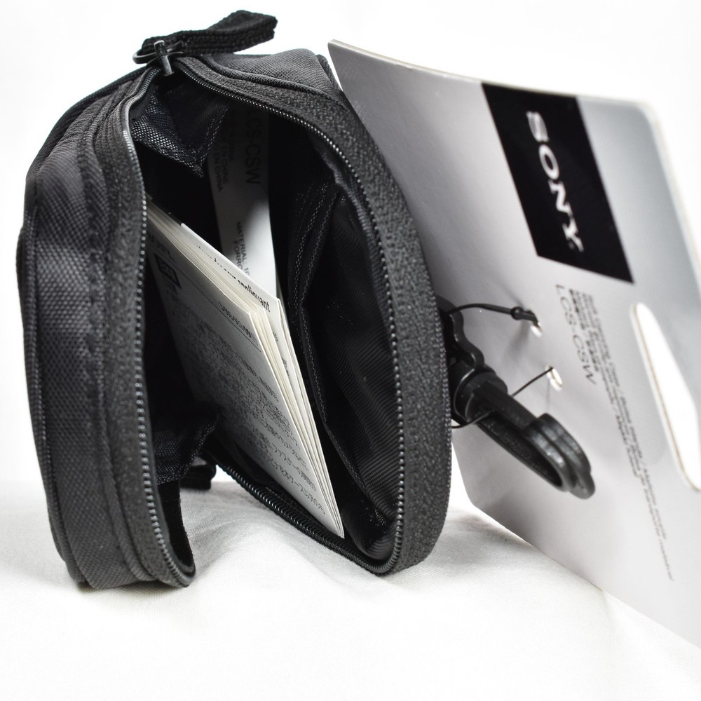 Sony LCS-CSW Soft Camera Case Black Belt Loop Memory Card Pocket Compact Pouch