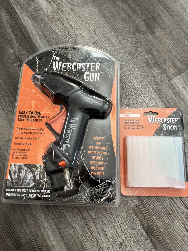 *NEW* Webcaster Spider Web Caster Gun w/Pack Of 20 Webbing Sticks