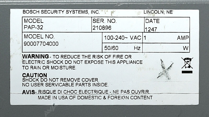 RTS Bosch PAP-32 PAP32PB Program IFB Assignment Panel 90007704000 Lever
