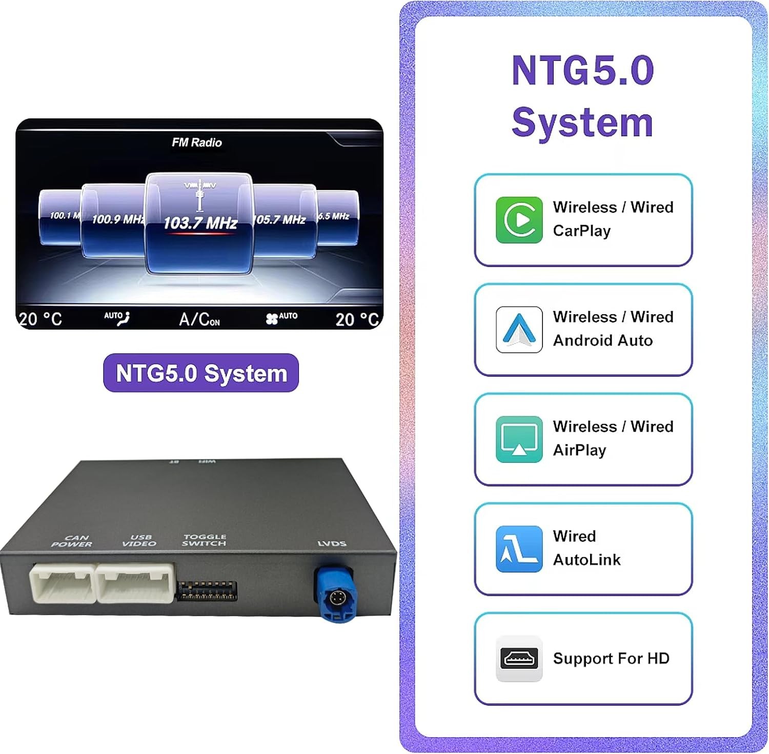 WirelessWireless Carplay Android Auto Retrofit For Benz S550 S W222 NTG5.0 15-18