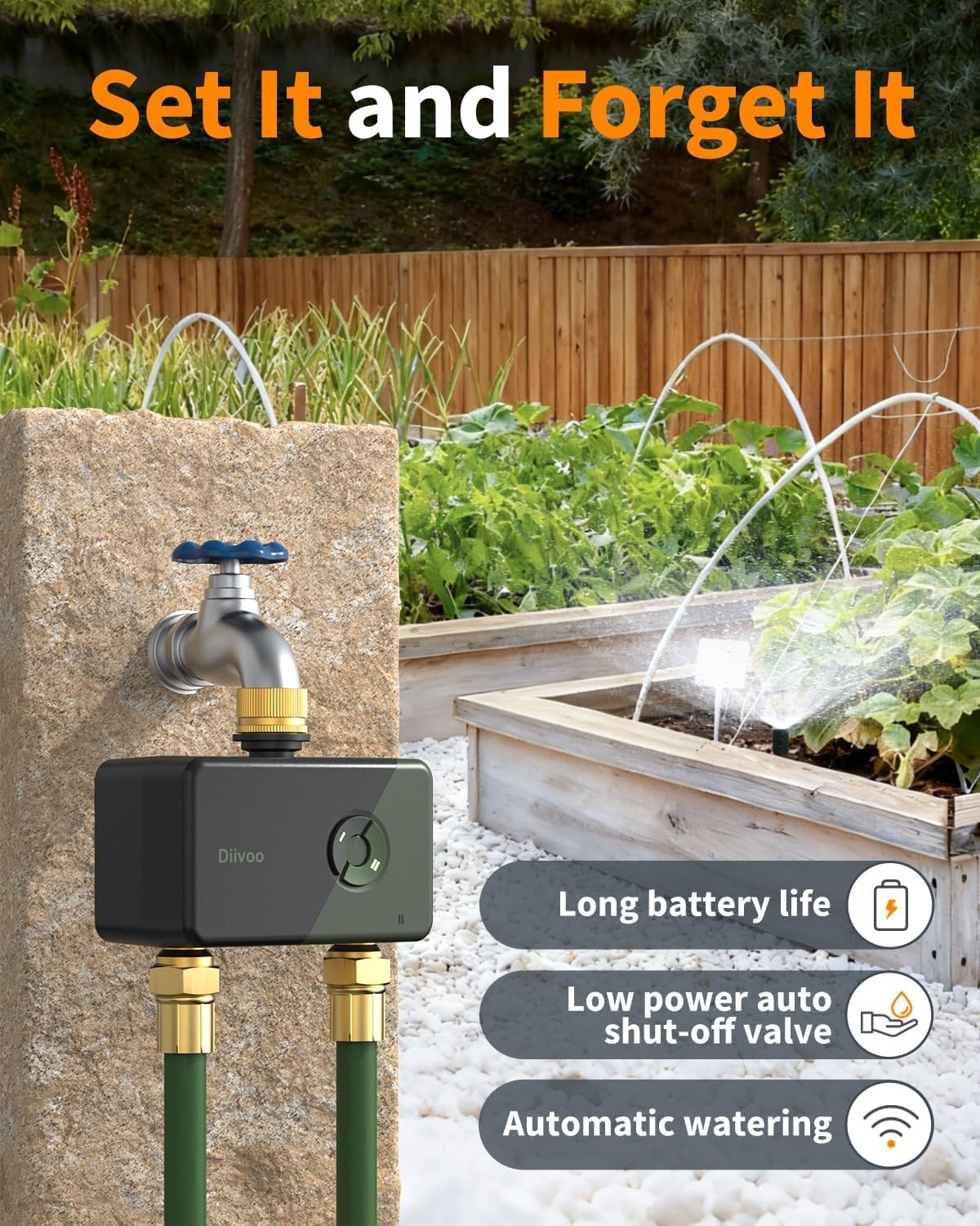 WiFi 2 Zone Smart Water Timer for Garden Hose Remote Control Rain Delay Watering