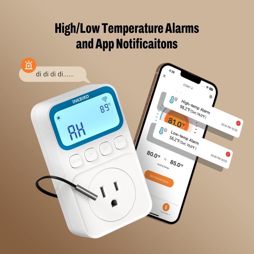 1800W Outlet Thermostat Socket INKBIRD 15A Heating Cooling Temperature Control