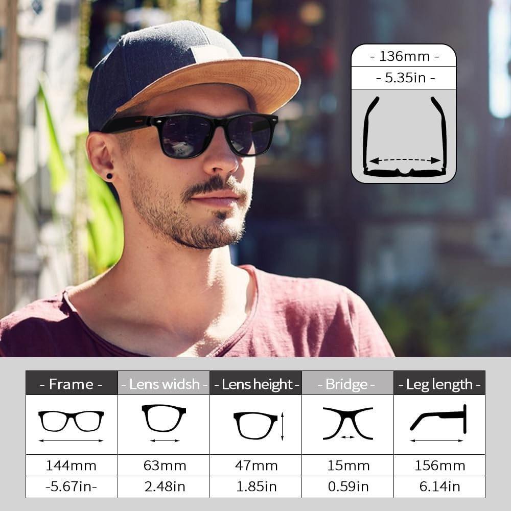 Gafas inteligentes polarizadas: audio, control táctil, Bluetooth 5.0.