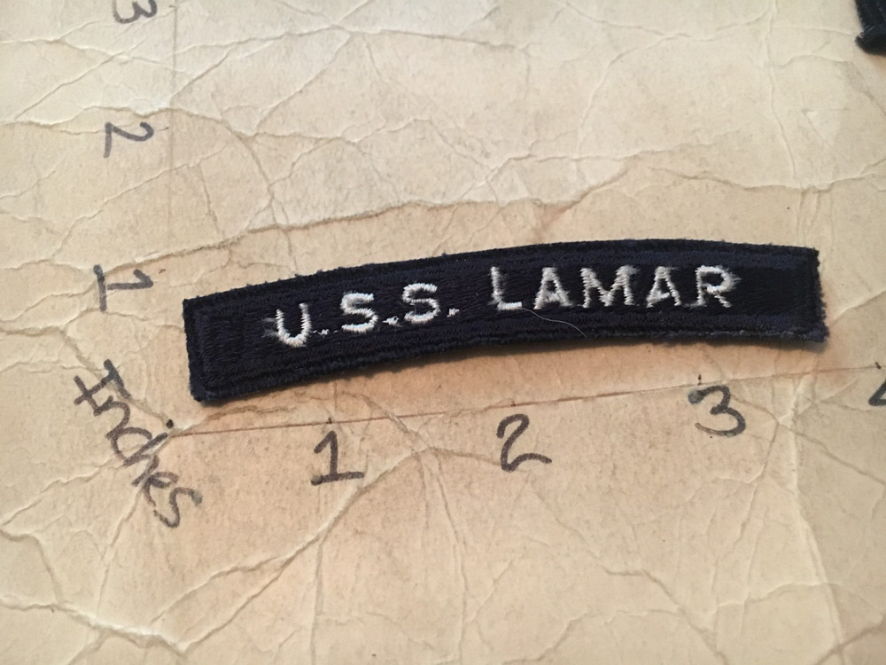 US NAVY SHOULDER STRIP TAB rocker Patch USS Lamar