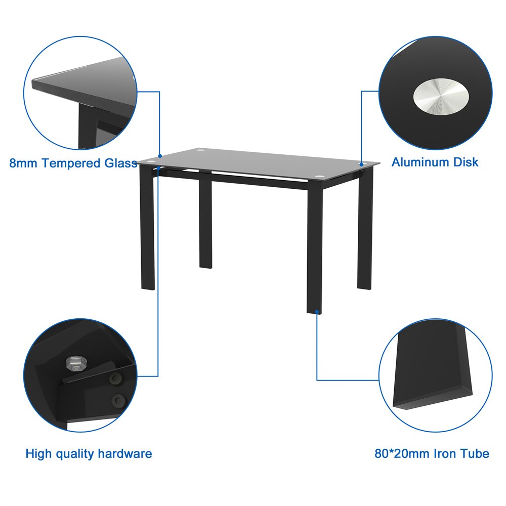 5 Piece Modern Table living Room Black Kitchen Table Rectangular Dining Tables