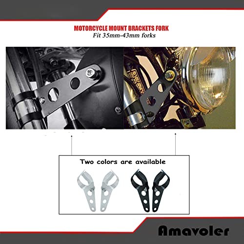 35-43mm Fork Headlight Mounting Bracket, Universal Motorcycle Headlight Chrome