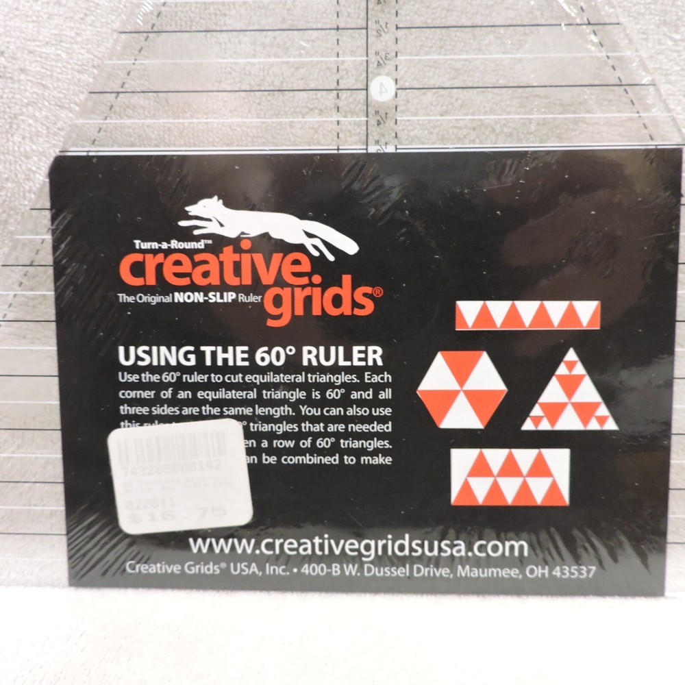 Creative Grids 60 Degree Triangle 8-1/2 - Sewing Quilting Ruler Templete CGRT60