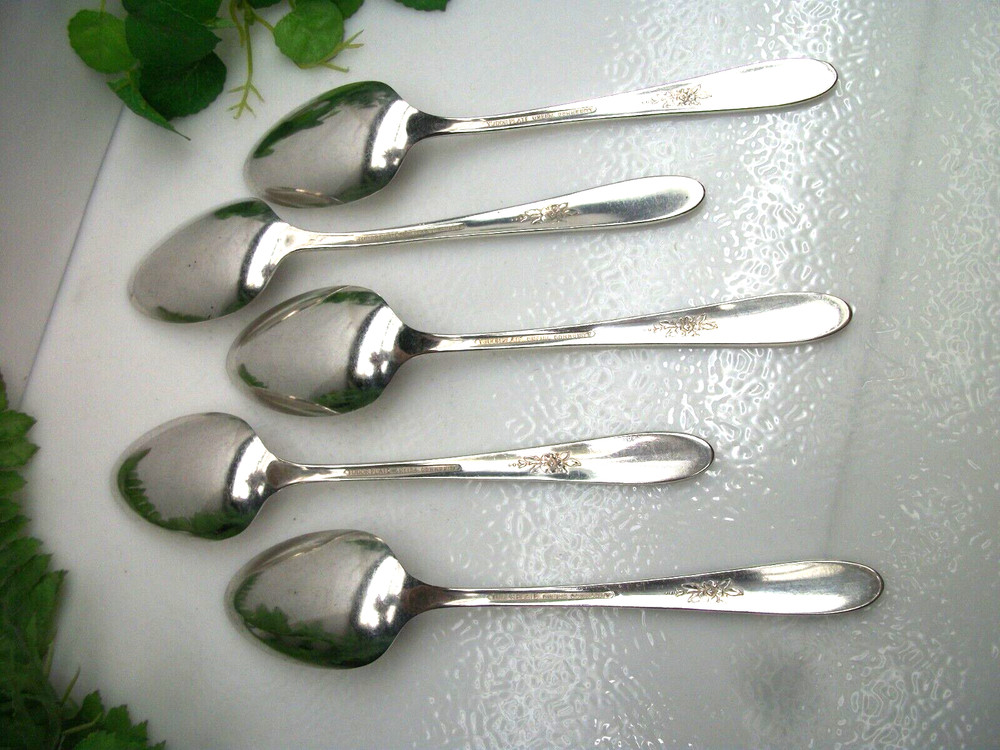 5 Oneida Silver FANTASY Silverplate 6" Teaspoons 1941