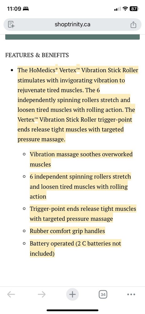 Homedics Vertex Vibration Stick Roller