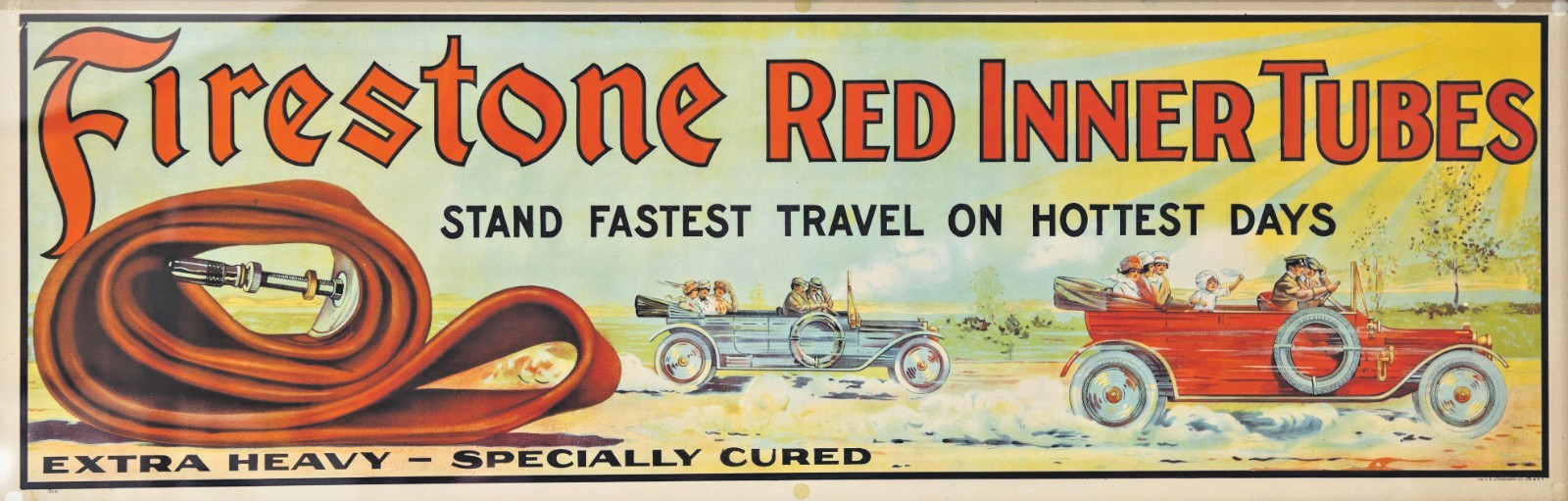 Firestone Tires Red Inner Tubes Banner Antique Style Gas Station Sign 4 Man Cave