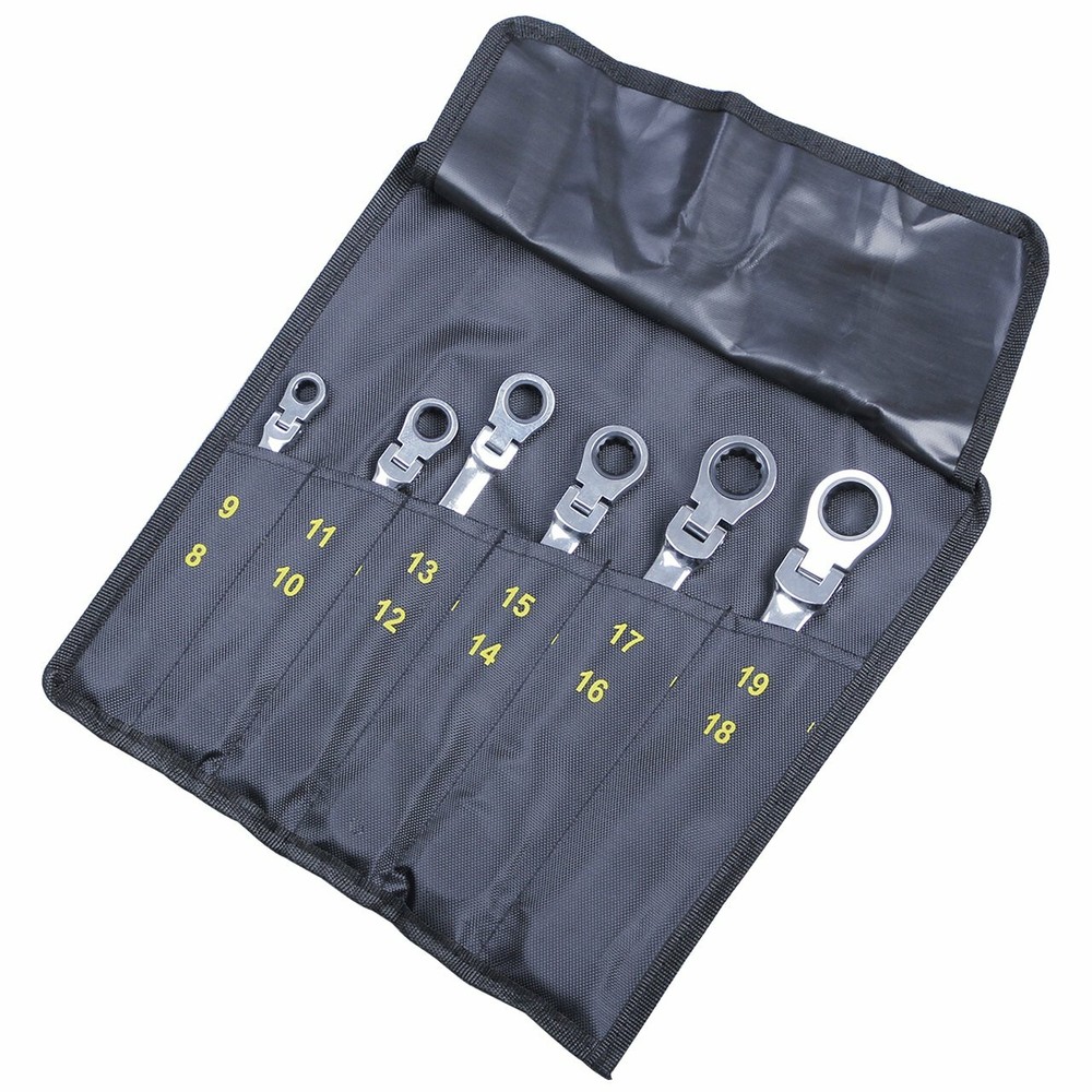 6PC NEW Flex-Head Double Box End Ratcheting Wrenches Extra Long Metric Universal