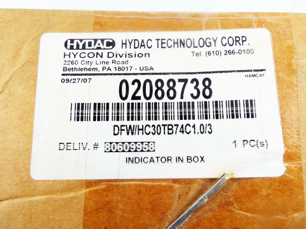 HYDAC DFW/HC30TB74C FILTER PRESSURE ASSEMBLY NEW