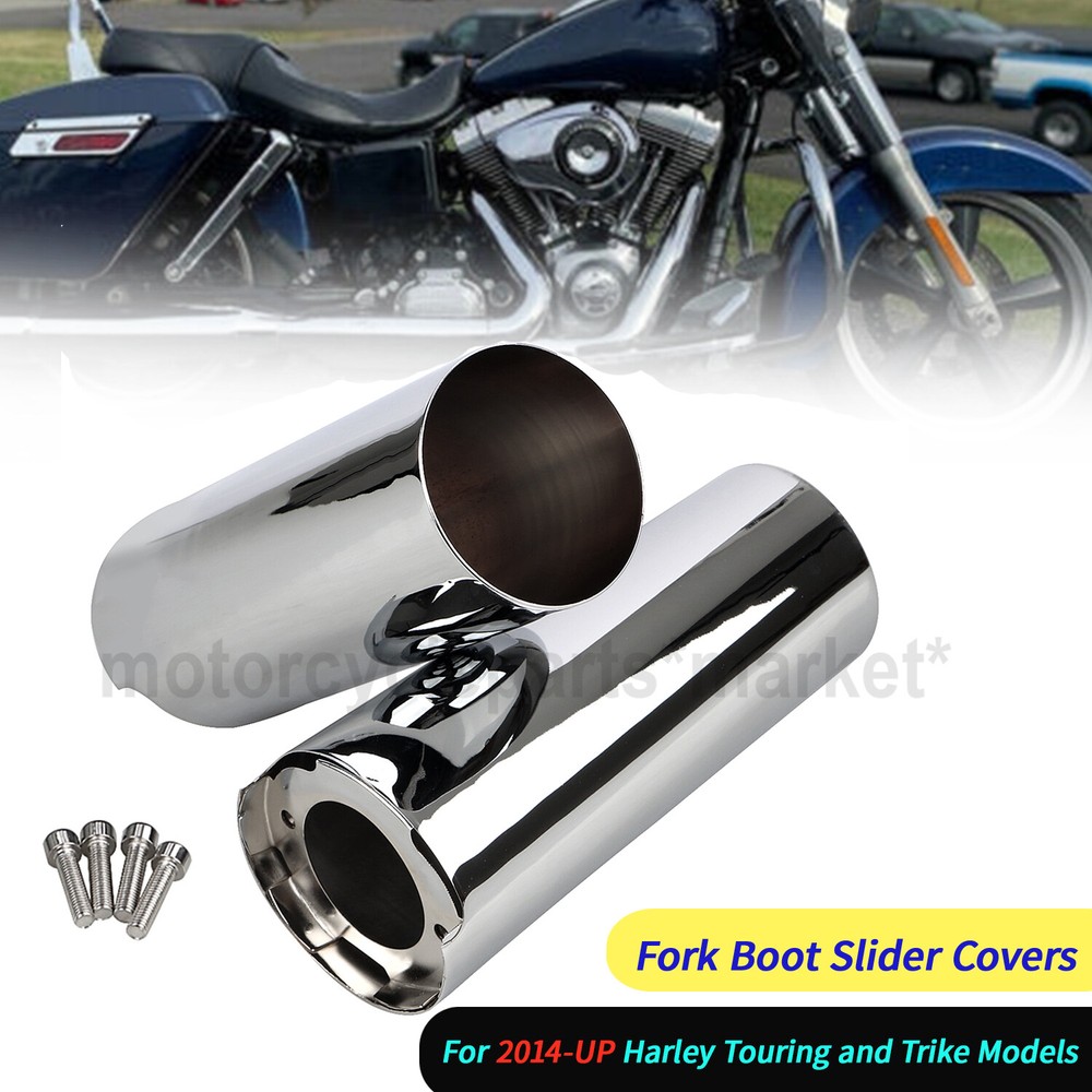 +2" Chrome Smooth Fork Slider Covers Boots For Harley Electra Tri Glide FLHTCUTG
