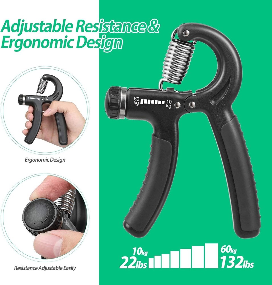 Grip Strength Trainer Adjustable Resistance, Forearm, Musicians Athletes Elderly