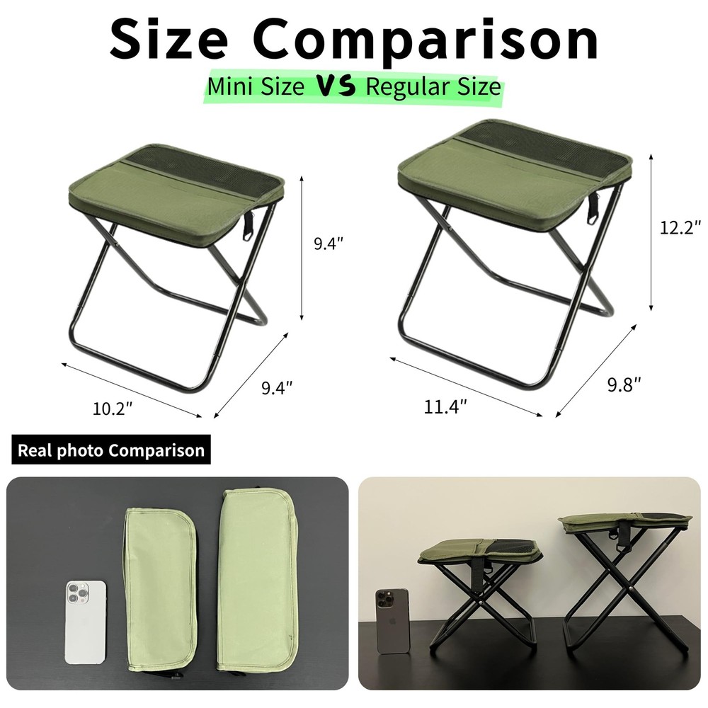 Folding Camp Stool, Lightweight Foldable Camping Stool, Compact Mini Chair fo...