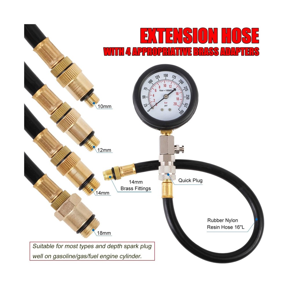JIFETOR Compression Tester Kit, Small Engine Cylinder Test Pressure... Fast Ship