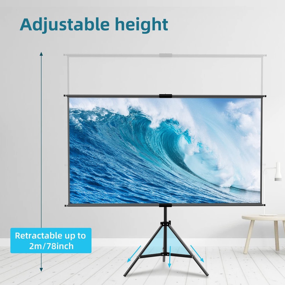 60 Inch Portable Projector Screen with Tripod Stand, Compact Mobile Projectio...