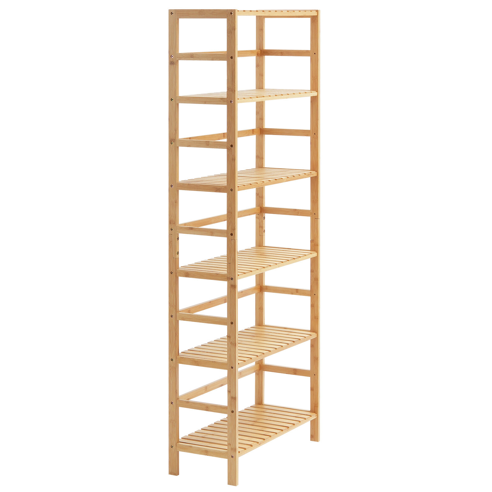 6-Tier Bamboo Ladder Bookcase 63" Display Shelf Storage Rack Plant Flower Stand