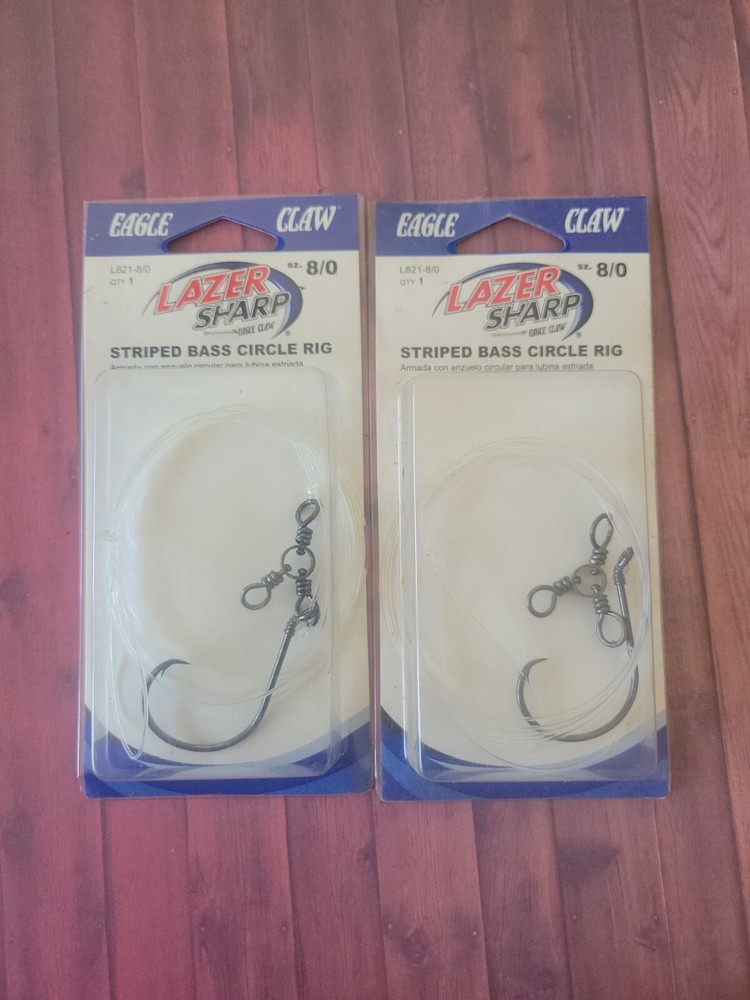 Qty 2 Eagle Claw Striped Bass Circle Rig Size 8/0