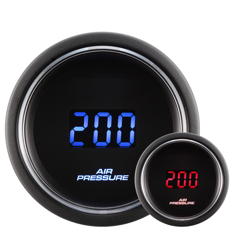 52mm Digital Air Pressure Gauge 200 PSI Blue & Red LED Air Ride Suspension