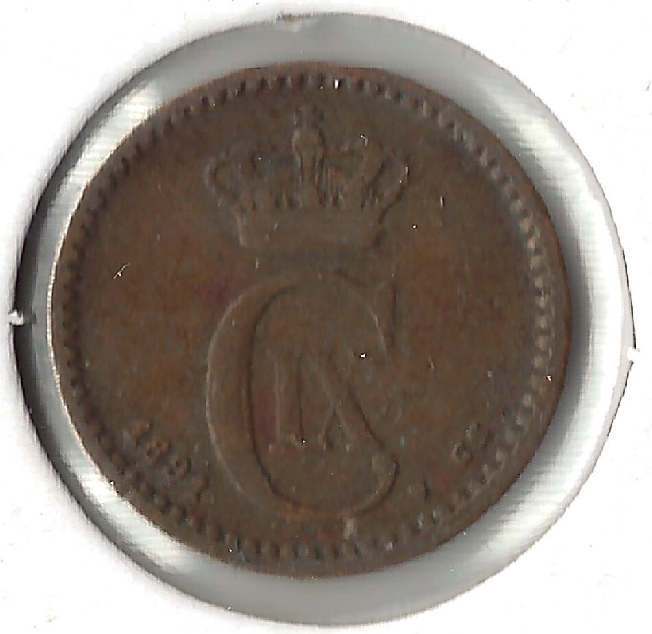 Coin Denmark 1 Øre 1891 KM792.1