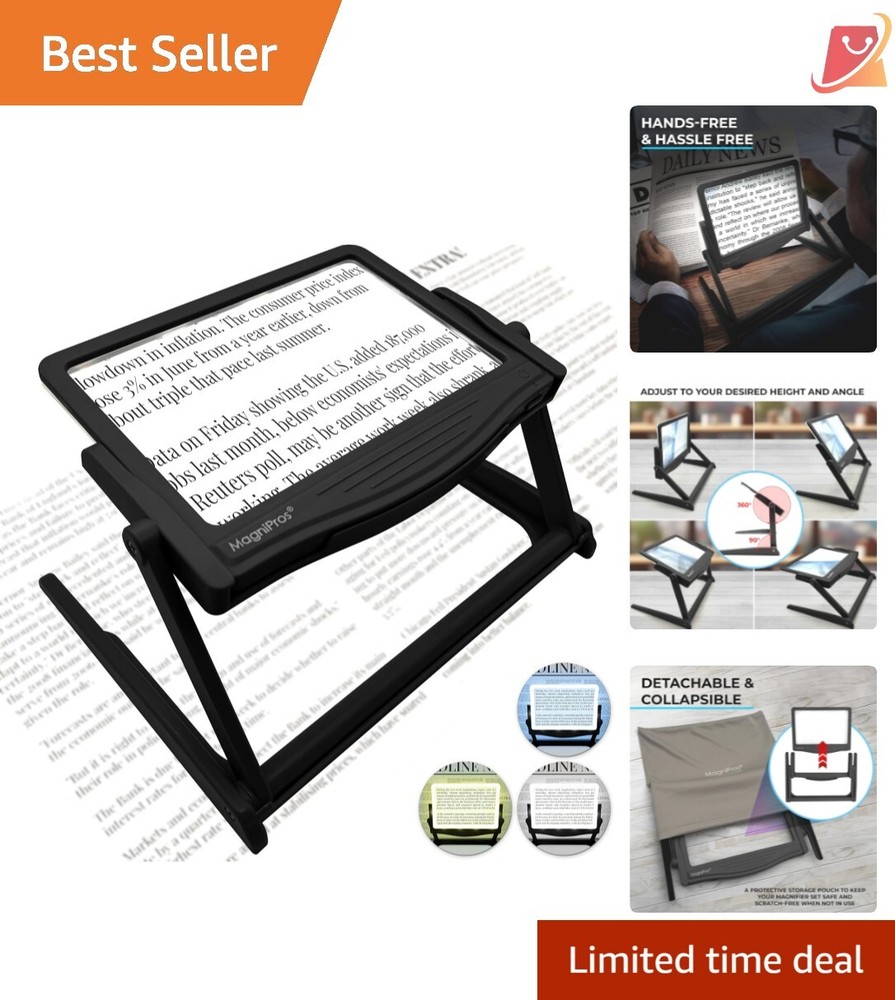 Large Anti-Glare LED Page Magnifier: Hands-Free & 3 Adjustable Light Modes