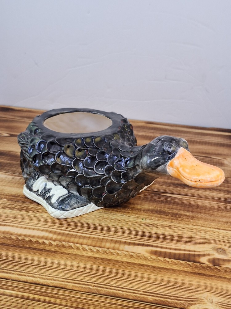 Kewl Kid Ceramic Duck Planter - Black With Sneackers.