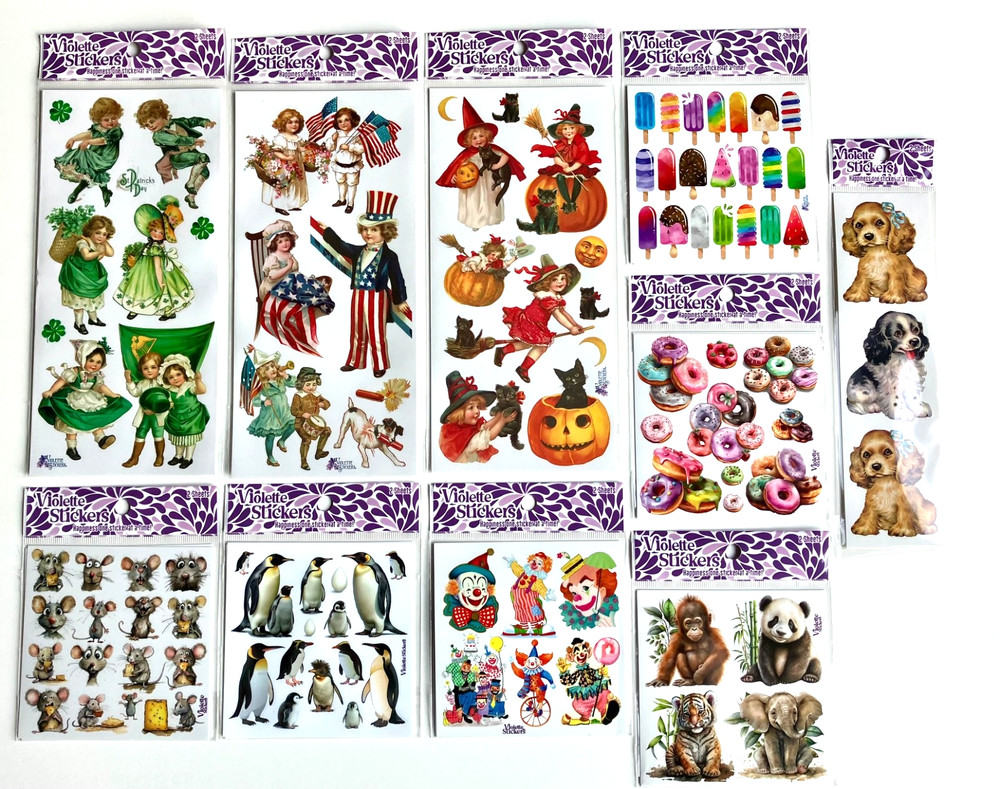 Violette Stickers, SO CUTE!  2 Sheets per package, You Pick!