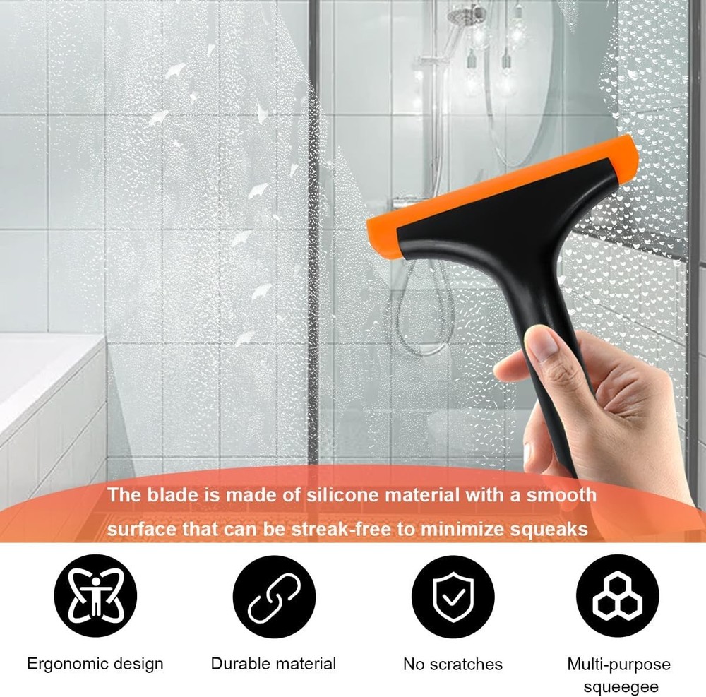 Small Silicone Window Squeegee, 5.9 Inch Car Windshield Water Blade Black