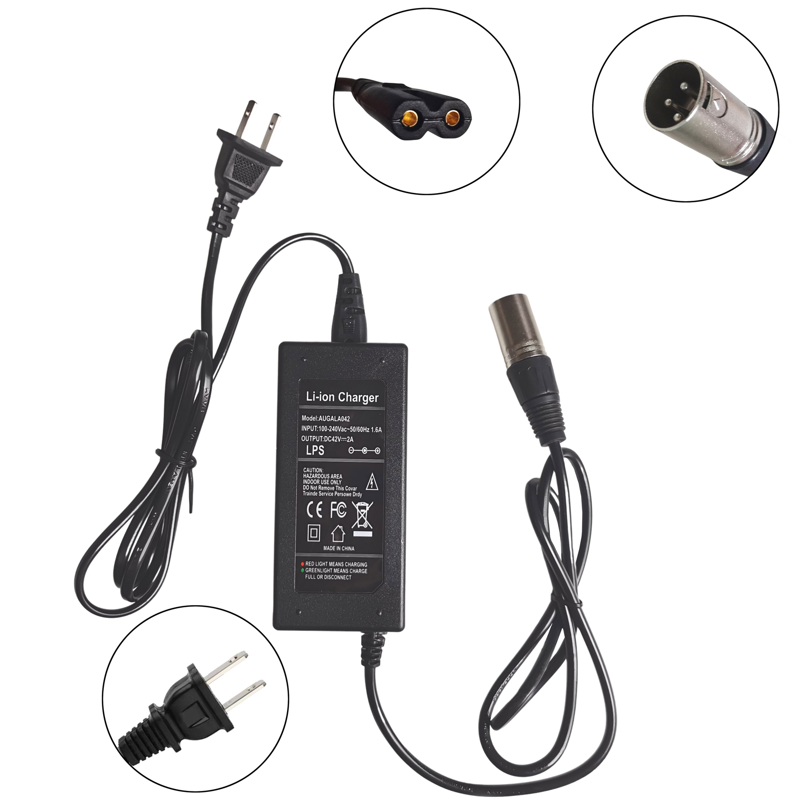 42V charger microphone XLR for 36V Lithium Li-ion electric bicycle ebike battery