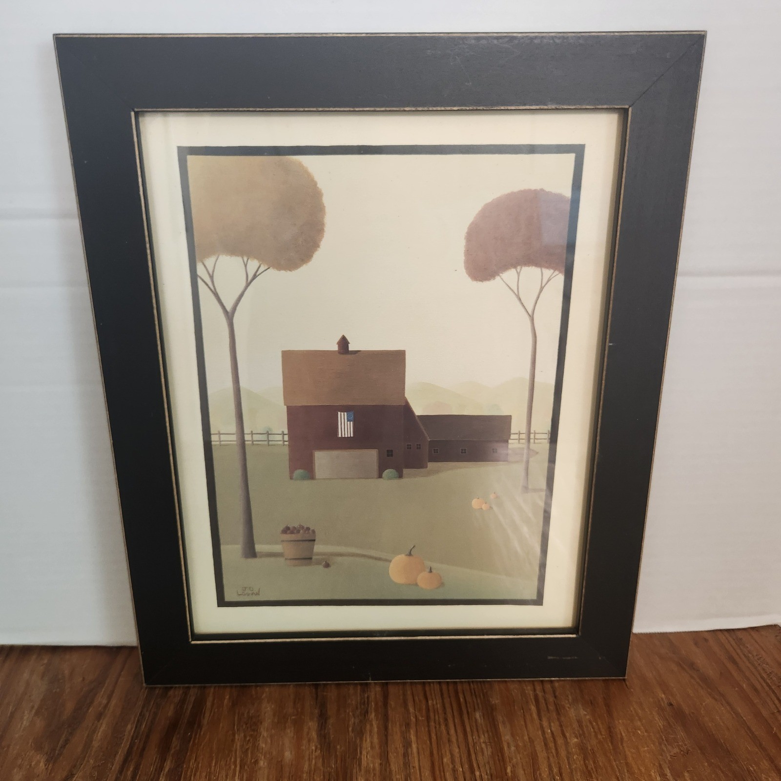 JD Logan Contemporary American Folk Art Framed Print Black Frame Barn Flag Farm