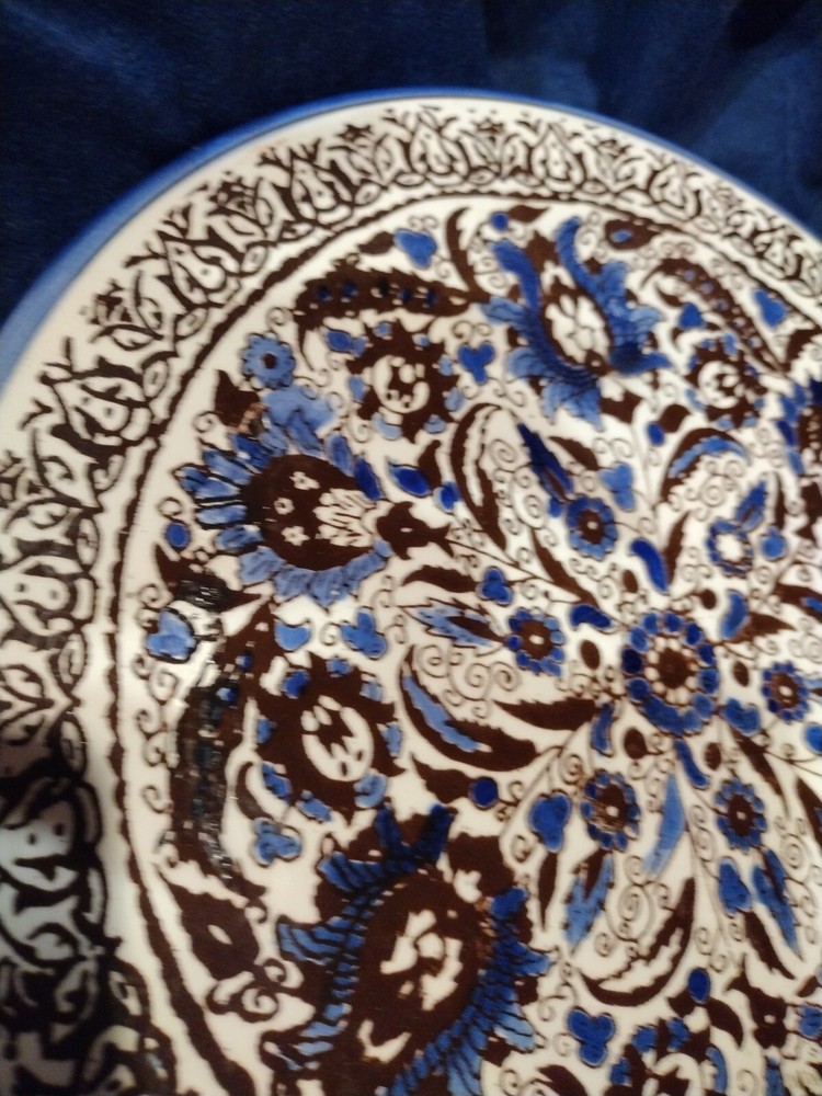 Wall Plate Hand Painted Ceramic Plate Floral Wall Hanging 11"