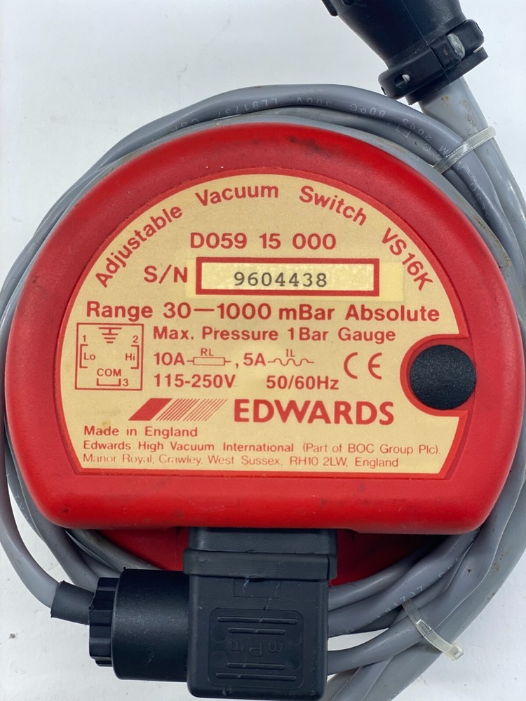 EDWARD D059 15 Adjustable Vacuum Switch VS16K W/ CABLE