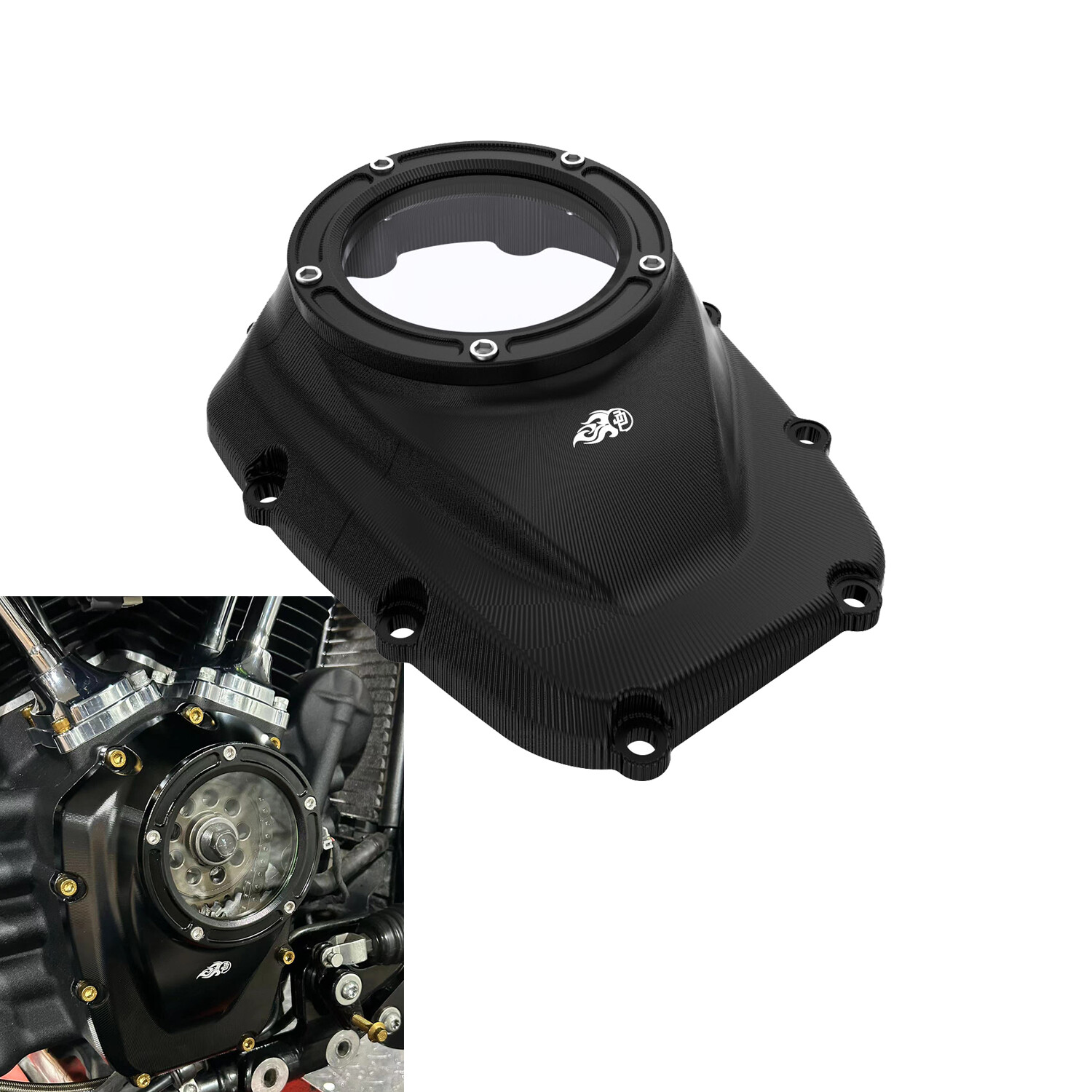 Black Transparent Camshaft Cover for Harley M8 Touring Road Street Glide 2017-23