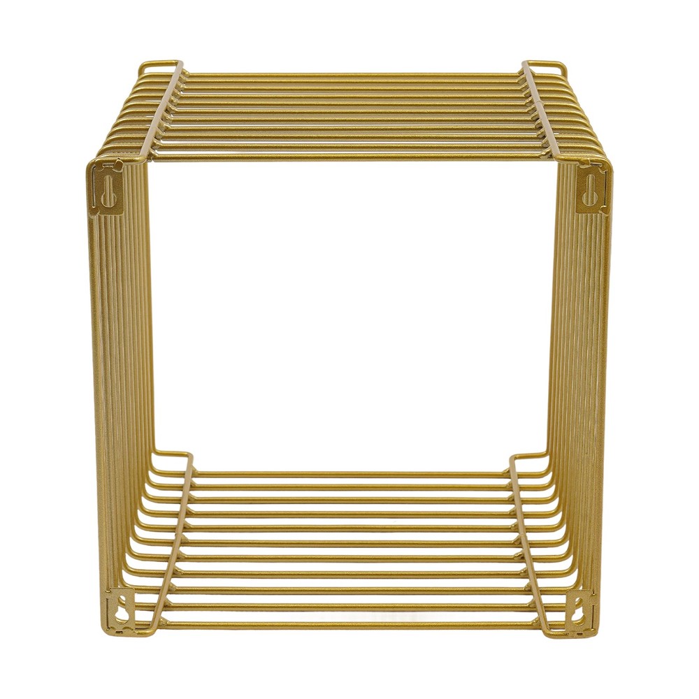 2025 Style Side Table Square Geometry Side Table Linear Metal End Table Gold