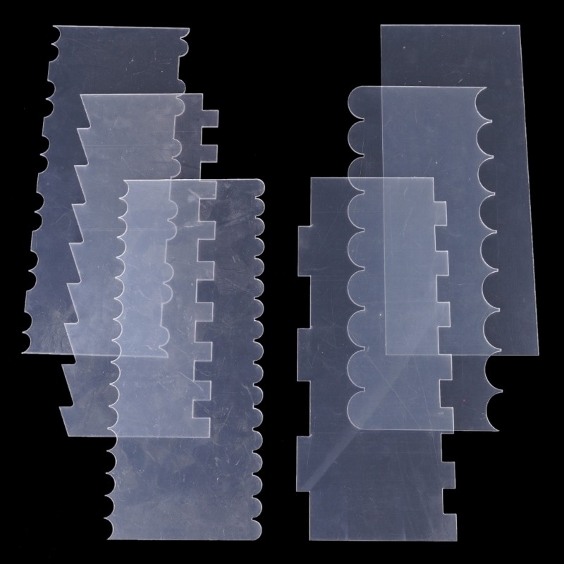 6Pcs Clear Acrylic Cake Scraper Set Decorating Contour Comb Smoother Baking Tool