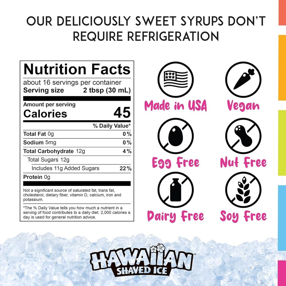3-Pack Shaved Ice Syrup: Cherry, Grape & Blue Raspberry, No Refrigeration Needed