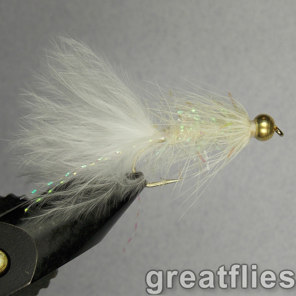 1 dozen (12) - Crystal Bugger - White - Bead Head