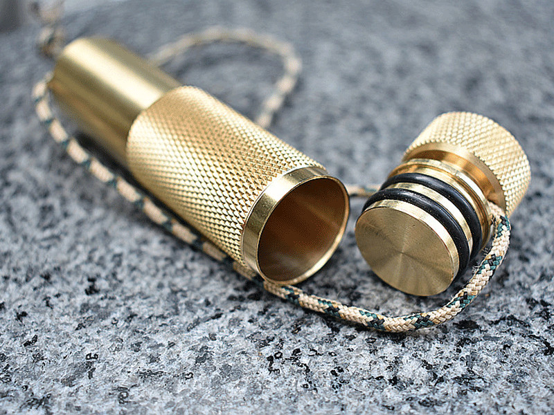 EDC Brass Waterproof Pill Case Container Box Pendant Compass Multi Tool Gift